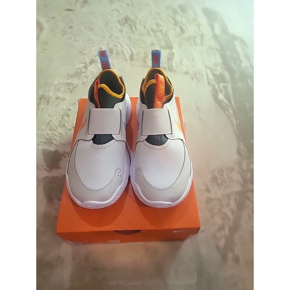 Nike Flex Runner 3 Kids Size 5.5Y GS White Orange Blue Athletic Shoes